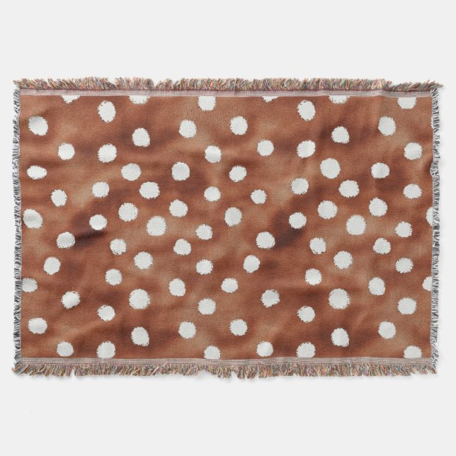 Vattenfärgspolka Punkt i kaffe Brown och White Filt (Framsidan)
