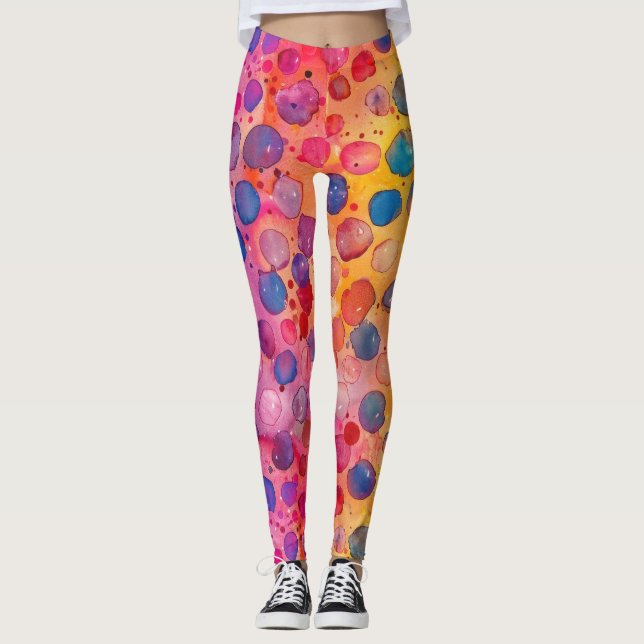 Vattenfärgspolka punkt leggings (Framsida)