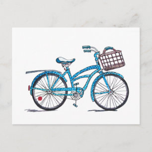 Vattenfärgspolka - punktcykel vykort