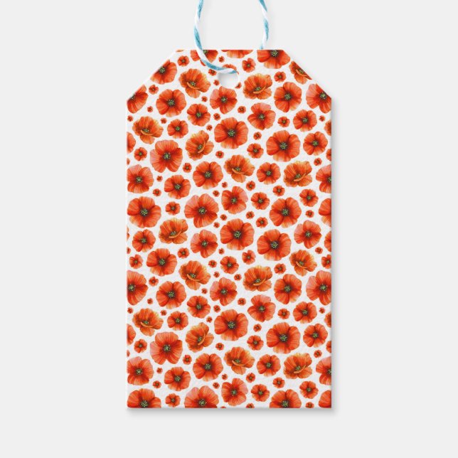 Vattenfärgspopies Mönster Presentetikett (Framsidan)