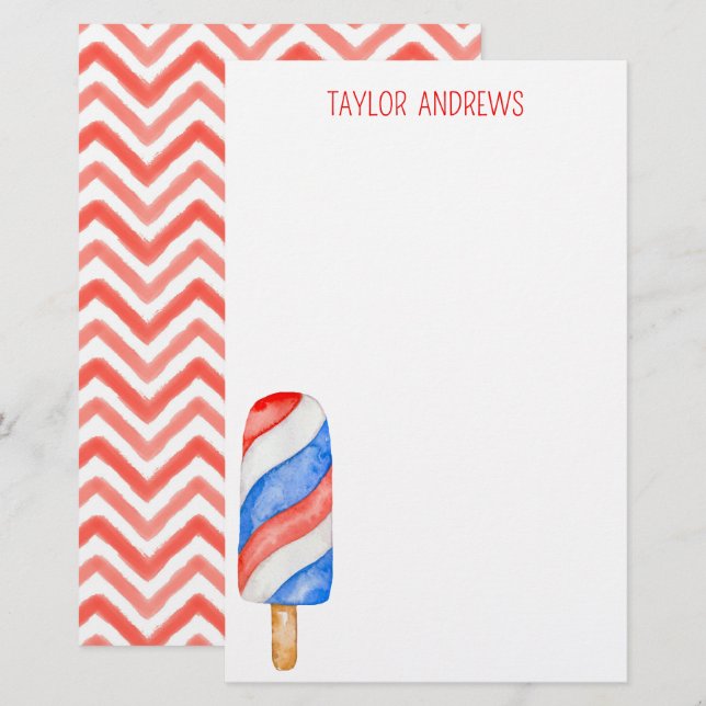 Vattenfärgspopsicle Personlig Stationery Brevpapper (Fram/baksida)