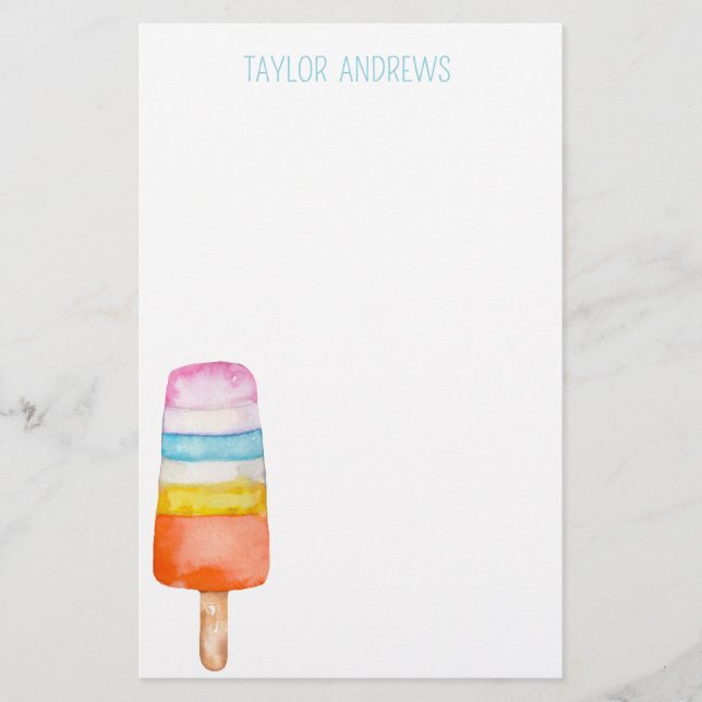 Vattenfärgspopsicle Personlig Stationery Brevpapper (Framsida)