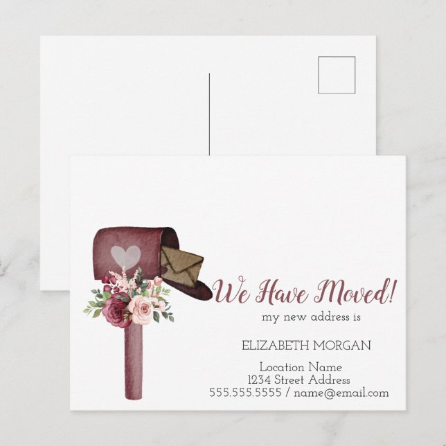 Vattenfärgspostlådor som vi har Flyttat Meddelande Vykort (Fram/baksida)