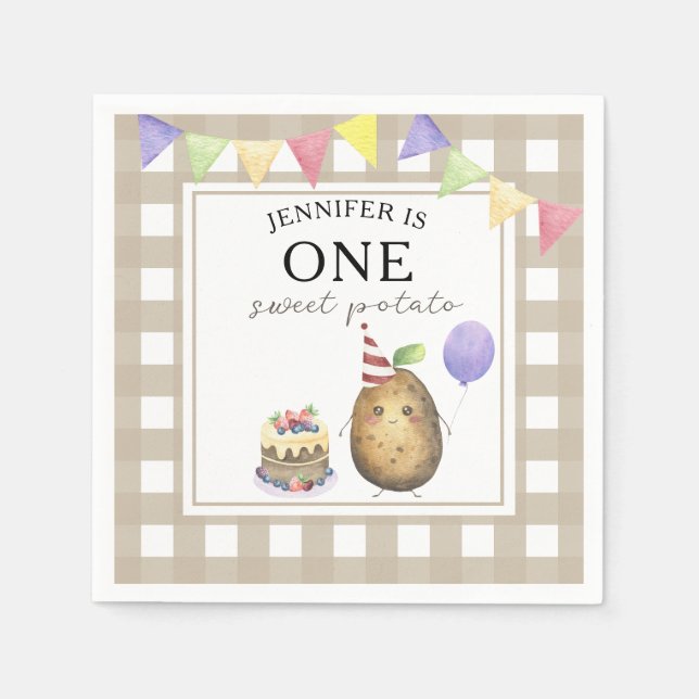 Vattenfärgspotatis 1-årsdag pappersservett (Framsidan)