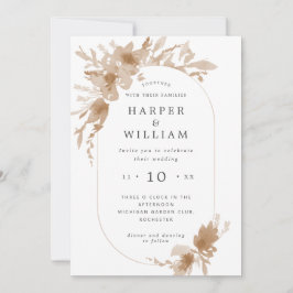 Vattenfärgspräcke/ beige blommigt avlång ram invit inbjudningar