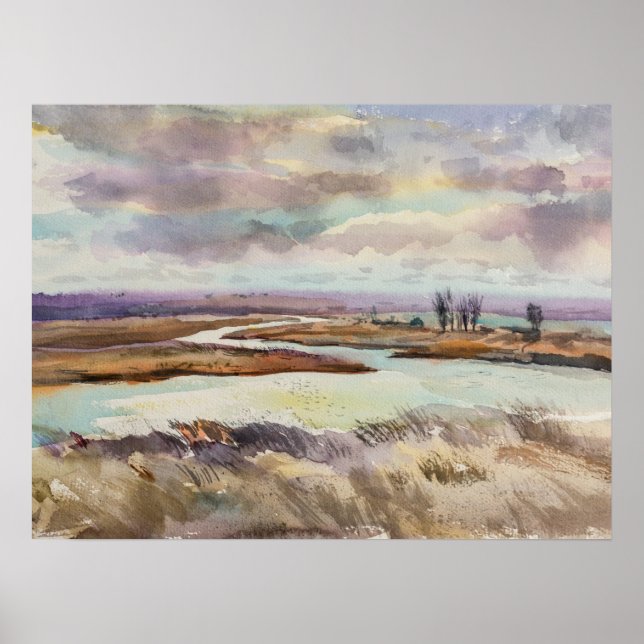 Vattenfärgsprärielandskap. ukrainsk konst poster (Framsidan)