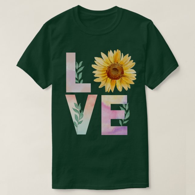 Vattenfärgspremie för solros Älskare T Shirt (Design framsida)