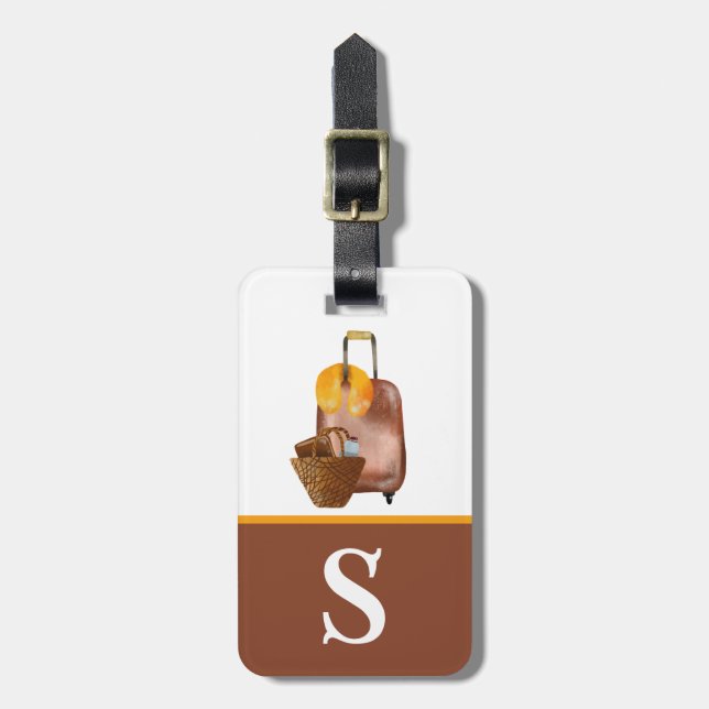 Vattenfärgspressning, brun, Gult Barn Inledande Bagagebricka (Vertikal Framsida)