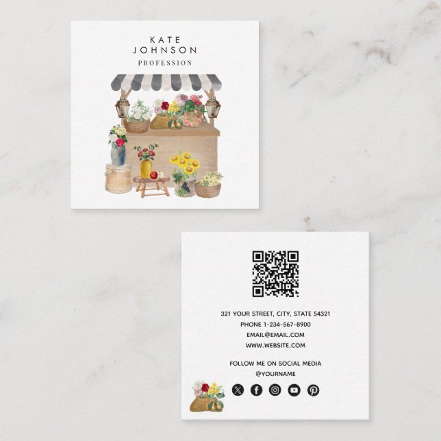 Vattenfärgsproducenters marknadsfriare konsthög fyrkantigt visitkort (Fram/baksida)