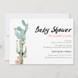Vattenfärgsprogram Blommar Cactus Baby Shower Inbjudningar