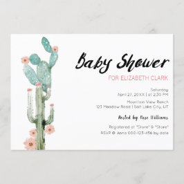 Vattenfärgsprogram Blommar Cactus Baby Shower Inbjudningar