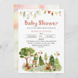 Vattenfärgsprogram Elegant Woodland Party Baby Sho Inbjudningar