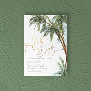 Vattenfärgsprogram Handflatan Träd Tropical Aloha Inbjudningar