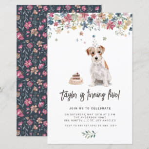 Vattenfärgsprogram Jack Russell Hund Birthday-inbj