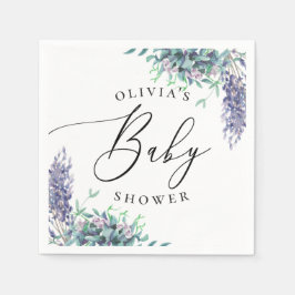 Vattenfärgsprogram lila lavender blommigt babydusc pappersservett