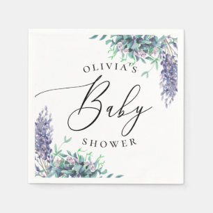Vattenfärgsprogram lila lavender blommigt babydusc pappersservett