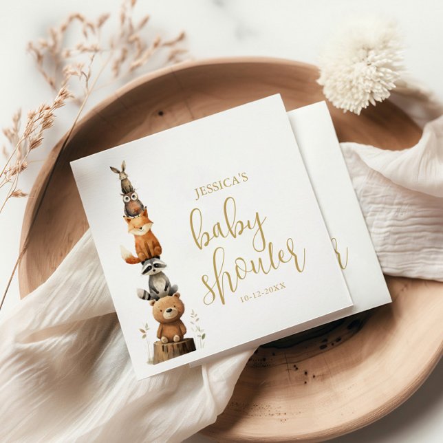 Vattenfärgsprogram neutralt Woodland Animal Baby d Pappersservett (Skapare uppladdad)