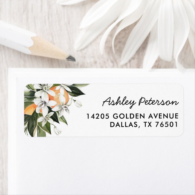 Vattenfärgsprogram Orange Cutie Baby Shower Returadress Etikett (Insitu)