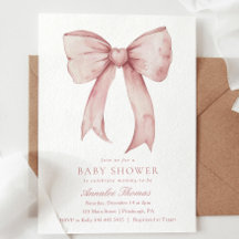 Vattenfärgsprogram Rosa Bow Girl Baby Shower