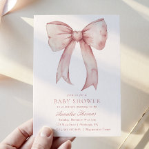 Vattenfärgsprogram Rosa Bow Girl Baby Shower
