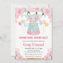 Vattenfärgsprogram Rosa Circus Elephant Baby Showe