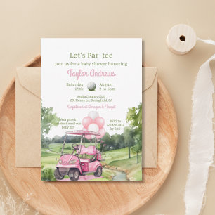 Vattenfärgsprogram Rosa Golf Baby Shower Inbjudningar