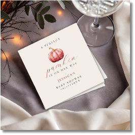 Vattenfärgsprogram Rosa Pumpkin Baby Shower Pappersservett