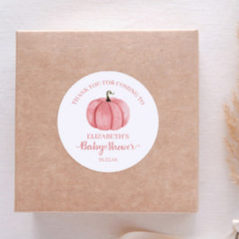 Vattenfärgsprogram Rosa Pumpkin Tack Baby Shower Runt Klistermärke