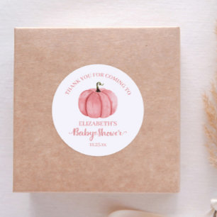 Vattenfärgsprogram Rosa Pumpkin Tack Baby Shower Runt Klistermärke