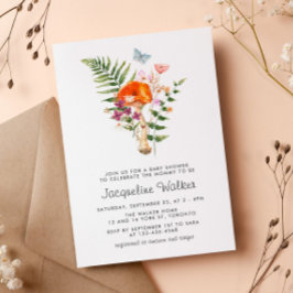 Vattenfärgsprogram Vild Mushroom Baby Shower Inbjudningar