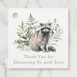 Vattenfärgsprogram Woodland Raccoon Baby Shower Gåvor Etiketter