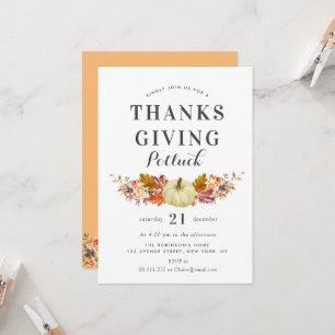 vattenfärgspumpa löv thanksgiving potluck inbjudningar