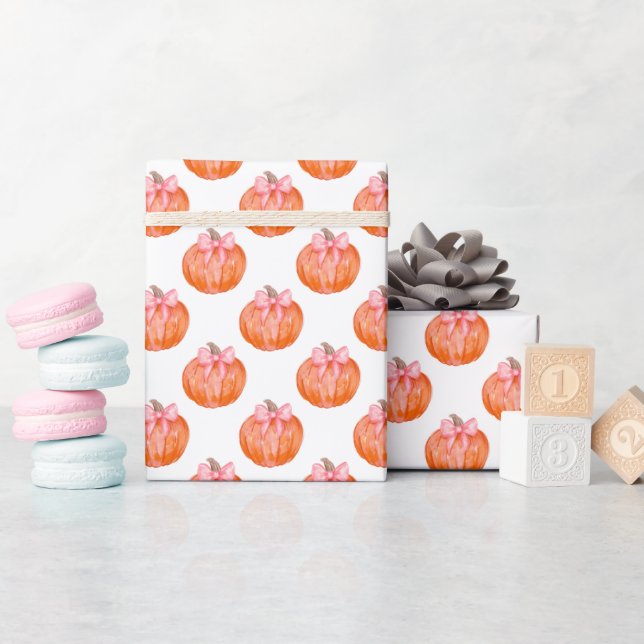 Vattenfärgspumpa med rosa slinga-mönster presentpapper (Baby Shower)