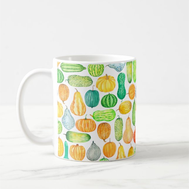 Vattenfärgspumpa, sömlös mönster kaffemugg (Vänster)