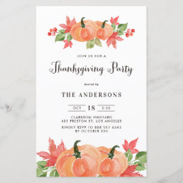 Vattenfärgspumpa Thanksgiving-inbjudan