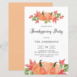 Vattenfärgspumpa Thanksgiving-inbjudan