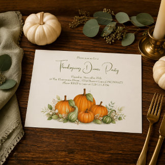 Vattenfärgspumpa Thanksgiving Inbjudningar