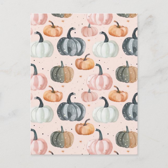 vattenfärgspumpfall mönster vykort (Framsida)