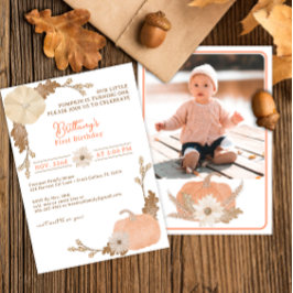 Vattenfärgspumpkin 1:a födelsedag Inbjudan