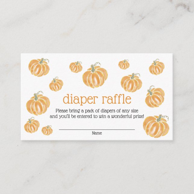 Vattenfärgspumpkin Diaper Raffle Biljett Tilläggskort (Framsida)