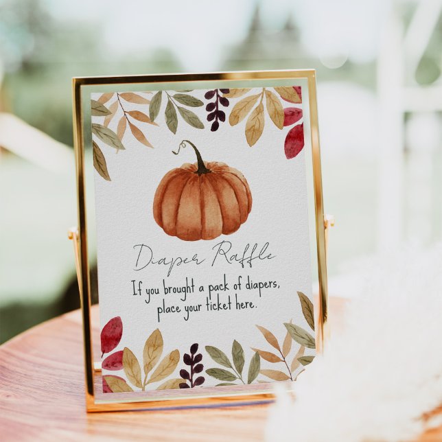 Vattenfärgspumpkin Fall Baby Shower Diaper Raffle Poster (Skapare uppladdad)