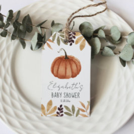 Vattenfärgspumpkin Fall Baby Shower Presentetikett