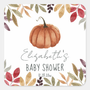 Vattenfärgspumpkin Fall ThMB Shower Fyrkantigt Klistermärke