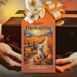 Vattenfärgspumpkin - liggande höst, Thanksgiving Presentetikett