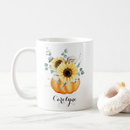 Vattenfärgspumpkin med Personligen Solblommor Kaffemugg