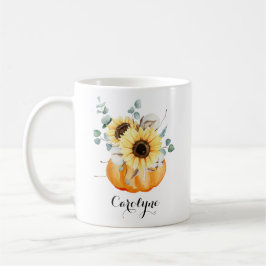 Vattenfärgspumpkin med Personligen Solblommor Kaffemugg