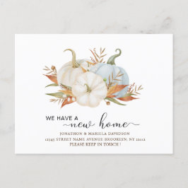 Vattenfärgspumpkin New Home Flytta Announation Vykort