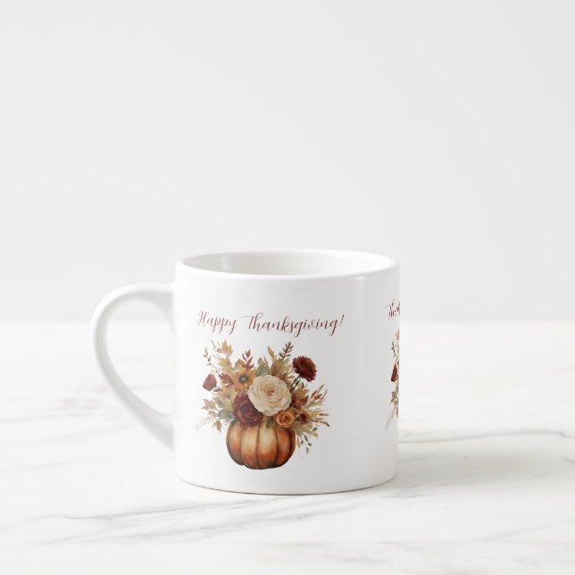 Vattenfärgspumpkin och Flowers- Espressomugg (Vänster)