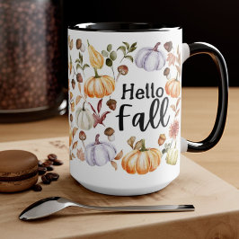 Vattenfärgspumpkin och Höst löv Mugg