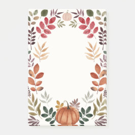 Vattenfärgspumpkin och Höst löv Post-it Block